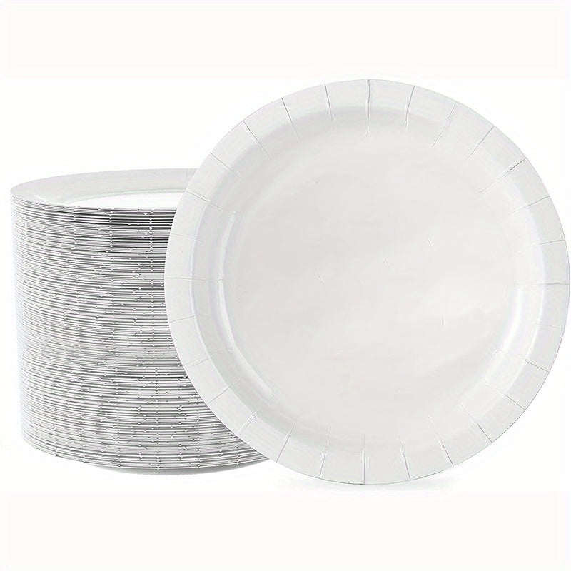 20 Pcs Disposable Paper Plates Bulk Round Soak Proof Cut Proof Dinner Plates