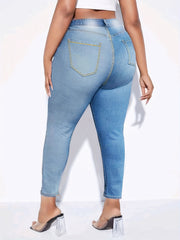 Colorblock Ripped High Rise Skinny Jeans