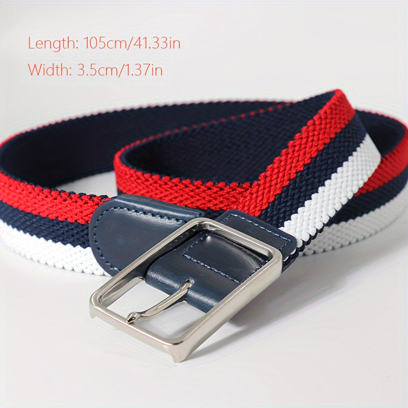 Elastic Polyester Men's Belt w/ Pin Buckle Braided