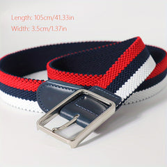 Elastic Polyester Men's Belt w/ Pin Buckle Braided
