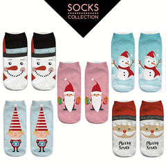 5 Pairs Cartoon Print Socks Women's Stockings & Hosiery