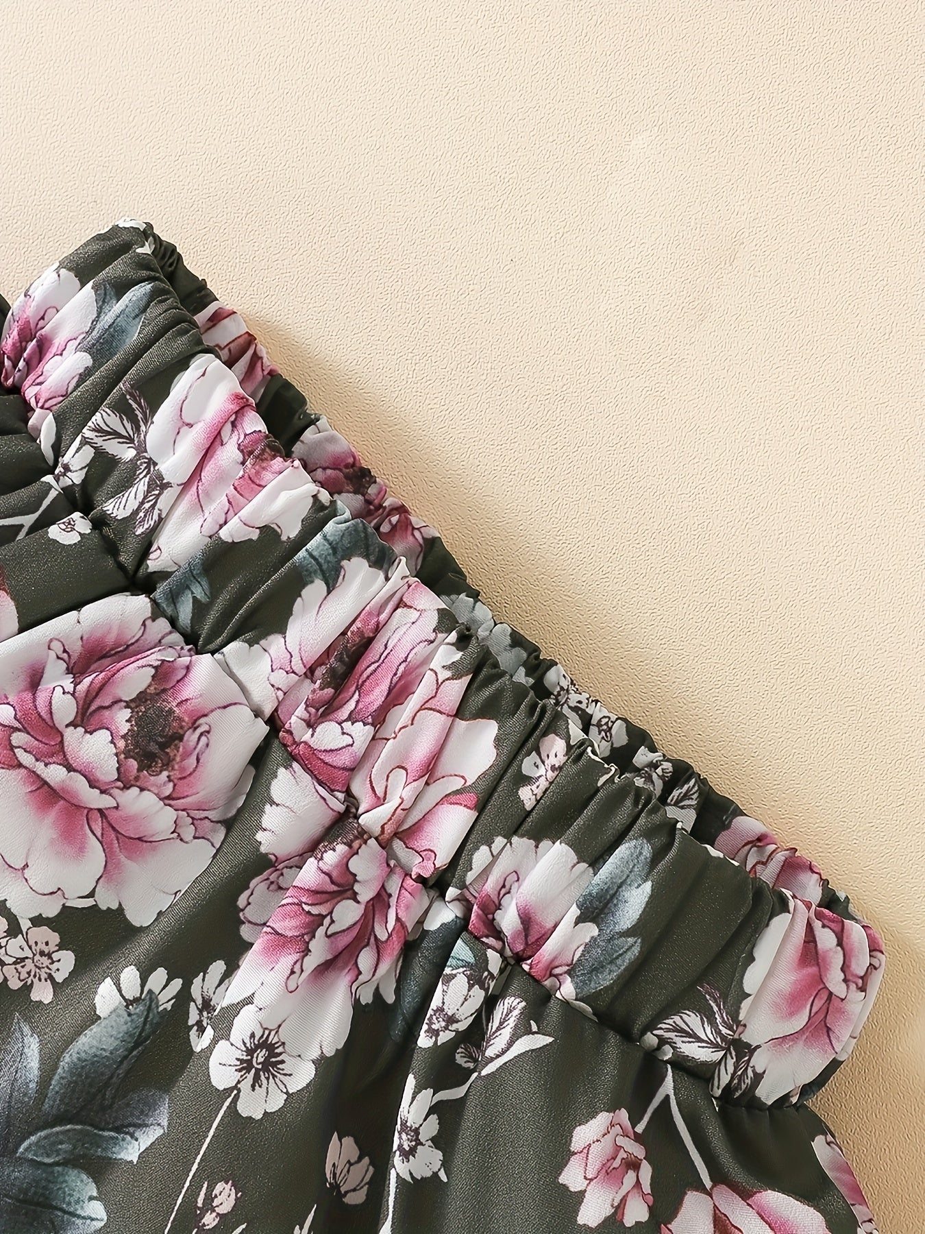 Cotton Flutter Sleeve Top & Flower Print Skirt Set