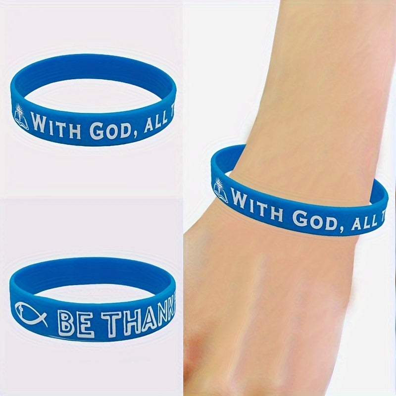 1Pcs Pack Colorful Pattern Thank You Gratitude Silicone Bracelet Wrist Band