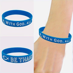 1Pcs Pack Colorful Pattern Thank You Gratitude Silicone Bracelet Wrist Band