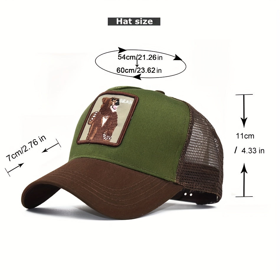 Animal Embroidered Baseball Cap Hip Hop Peaked Mesh Cap