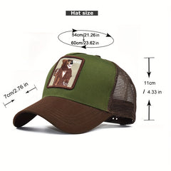 Animal Embroidered Baseball Cap Hip Hop Peaked Mesh Cap