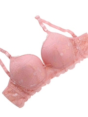 Full Lace Bow Full Coverage Bra Push Up Everyday Bra