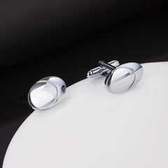 Glossy Nail-Shaped Business French Cufflinks 2-Pack