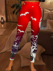 Halloween Print Skinny Leggings High Waist Stretchy Leggings Women's