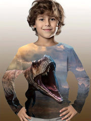 3D Dinosaur Print Kid's Long Sleeve Top Boy's Clothes