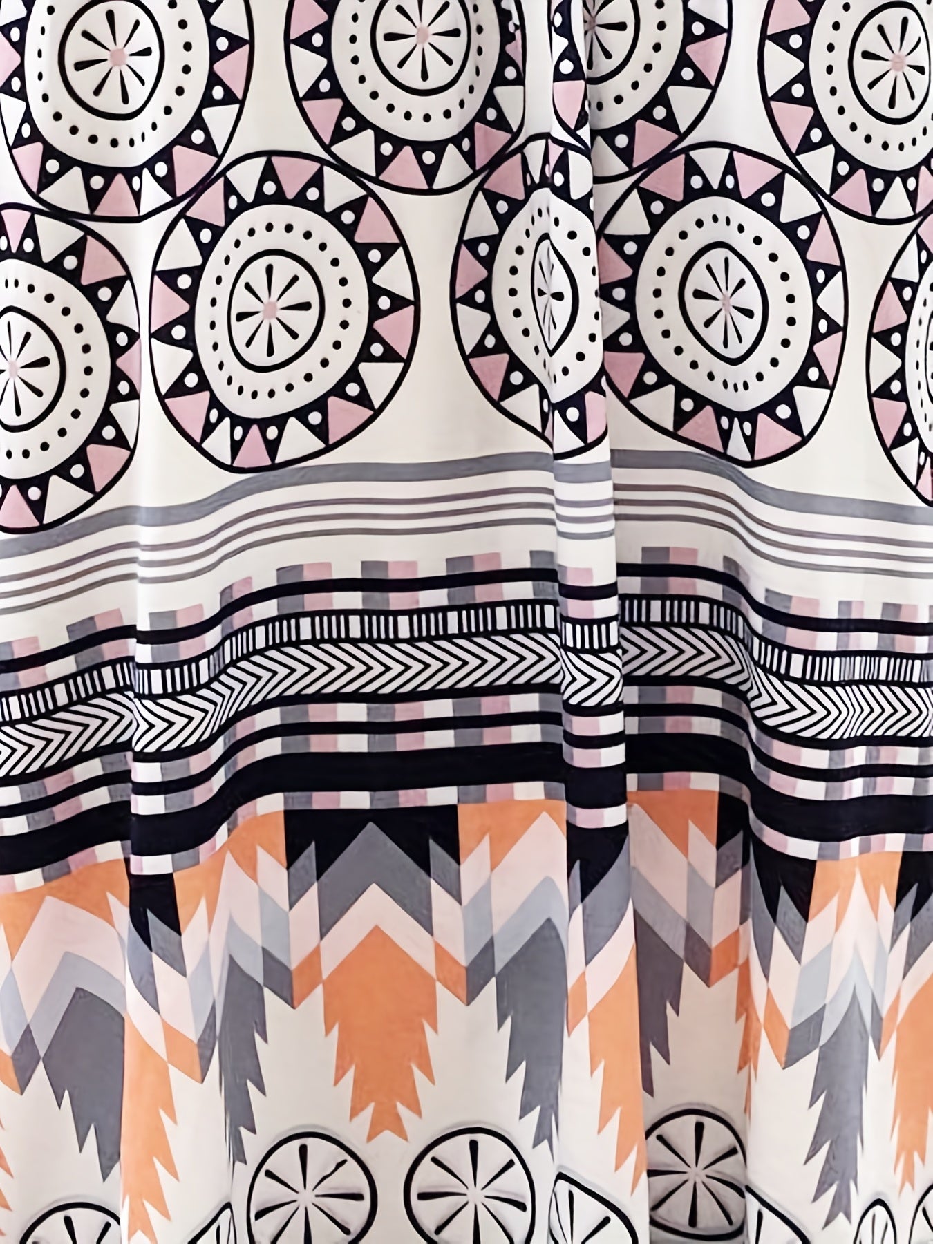 Boho Cami Top Damask Print Round Neck Stretch Cami Top
