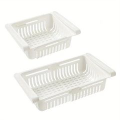2Pcs Fridge Drawer Organizer Pull Out Retractable Fridge Shelf Storage Rack