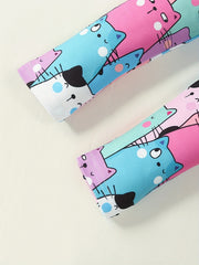 Girls' Kitty Print Comfy Casual Pants with Slight Stretch