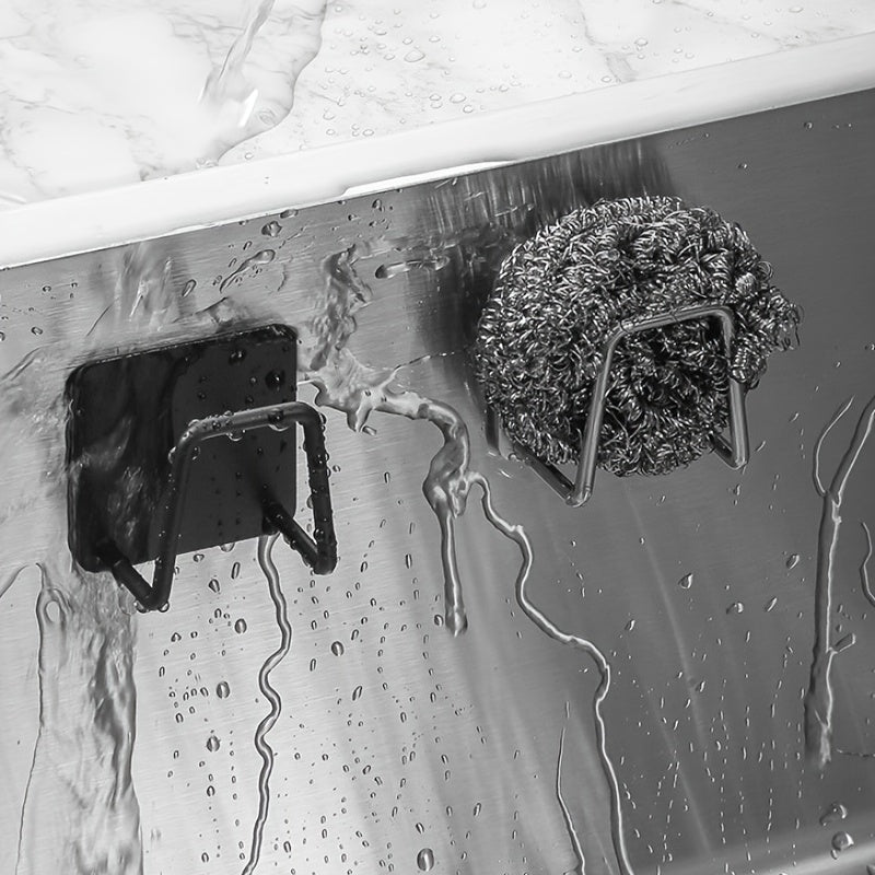 Stainless Steel Sponge Rack Sink Drain Shelving Hooks