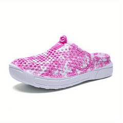 Floral Print Clogs Round Toe Slip On Flat Outdoor Slides