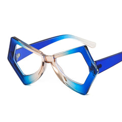 Y2K Polygon Cat Eye Eyeglass Frame Light Blocking Glasses