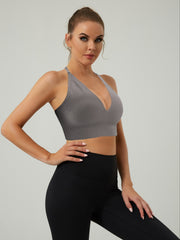 Sexy Deep V Seamless Sports Bra Halter Neck Back Bra