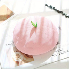 Fruit Leaf Berets Knitted Hollow Crochet Octagonal Hat for Women