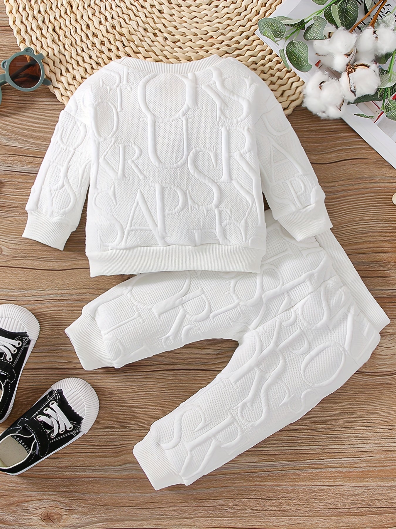 Newborn Baby Girls Letter Sweatshirt & Sweatpants Set For Autumn And Spring