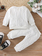 Newborn Baby Girls Letter Sweatshirt & Sweatpants Set For Autumn And Spring