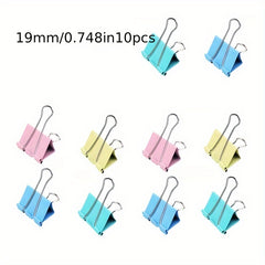 10pcs Colorful Metal Paper Clips 25mm19mm 15mm Loose leaf Clip Stationery