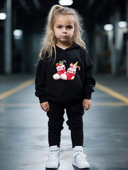 OERYUI Christmas Socks Print Girls Hoodies Jogger Pants Set For Sports