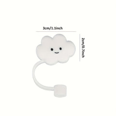 1pc Cartoon Straw Tips Cover for Drinks, Summer & Winter Drinkware Accessory