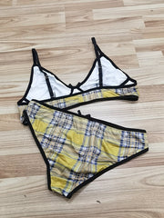 Plaid Pattern Bow Sexy Lingerie Set Plus Size