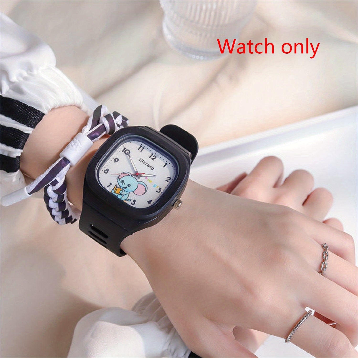 SB68 Quartz Watch Cartoon Pattern Silicone Strap Multicolor