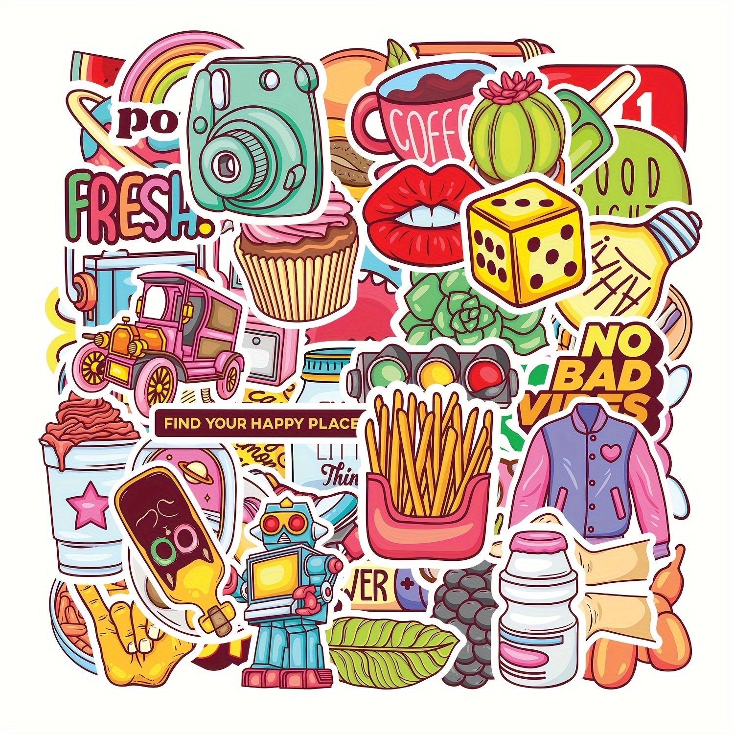 50pcs Water Bottle Stickers Waterproof Laptop Skateboard Computer Stickers