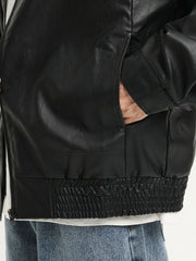 Men's Vintage Lapel Collar PU Leather Jacket