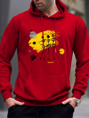 Doodle Print Hoodie for Men - Men's Casual Graphic Pullover Hooded Sweatshirt