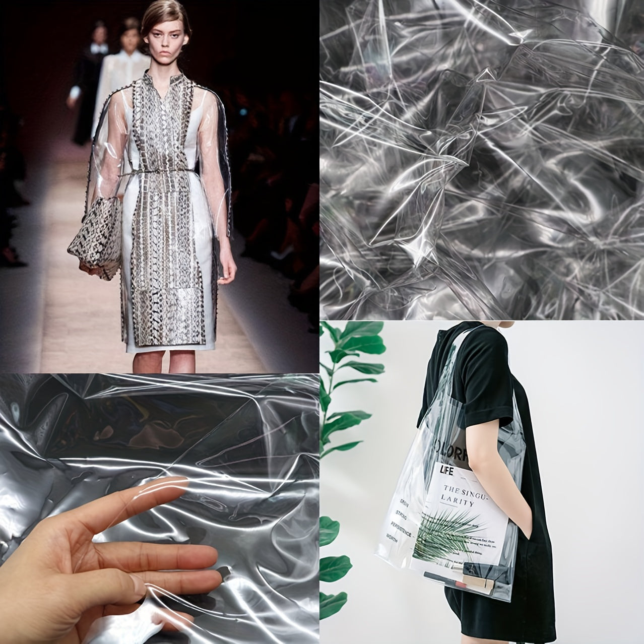 Transparent TPU Fabric Waterproof Plastic Fabric 0.91m x 2.74m