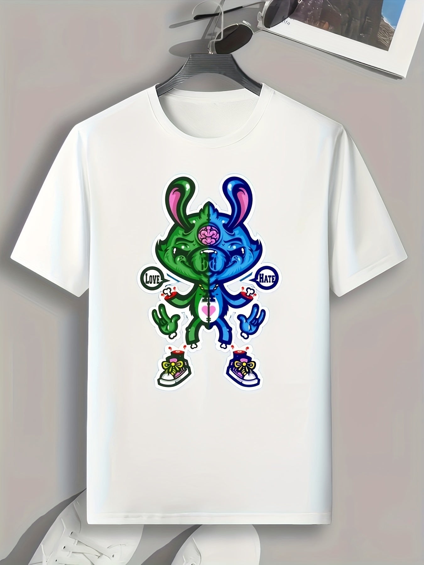 Colorful Rabbit Print Men's Graphic T shirt for Summer