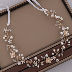 Faux Pearl Headband with Veil Wedding Bridal Headwear