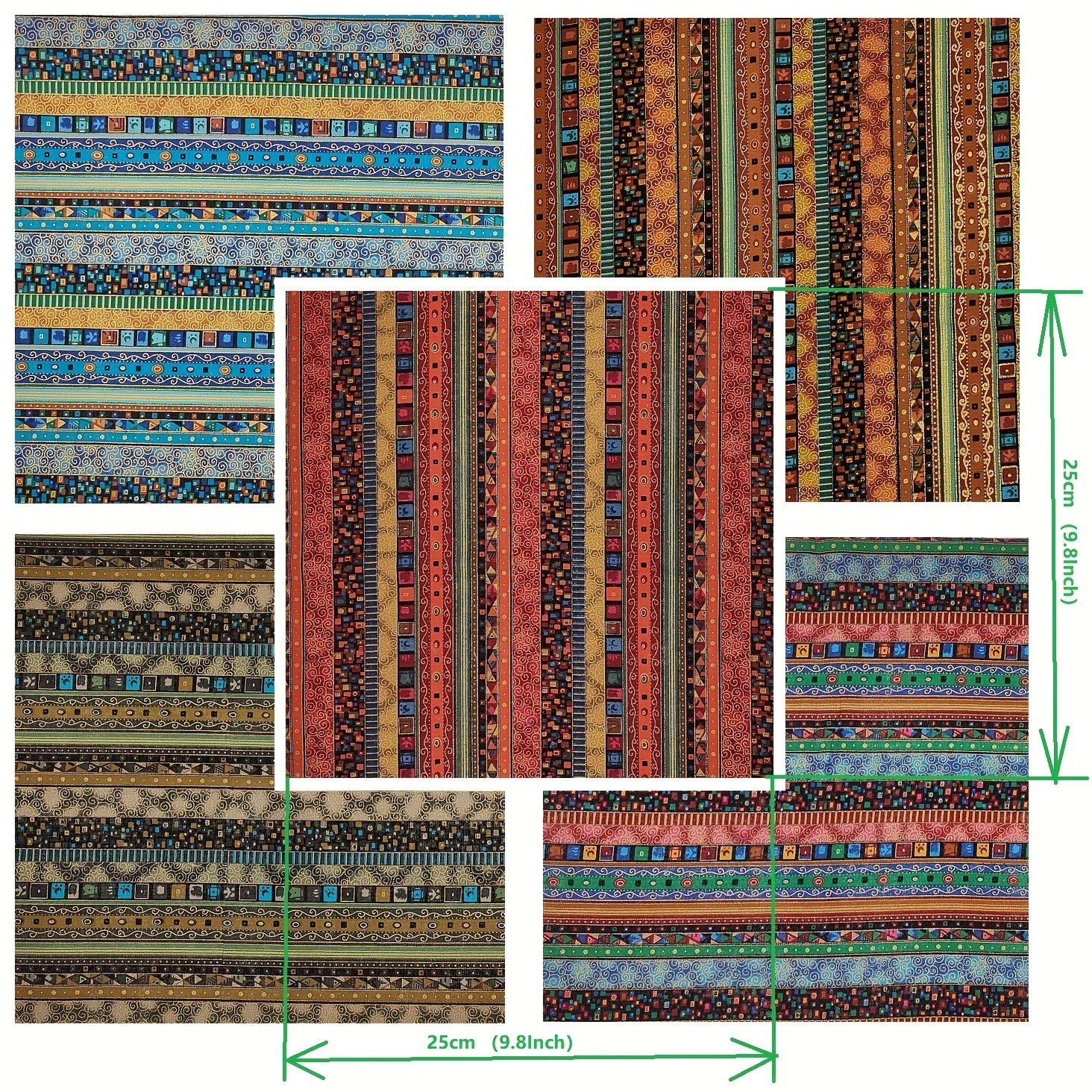 5pcs Boho Style Quilting Fabric Cotton Craft DIY Doll Clothes Fabric