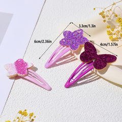 3pcs Star Butterfly Sequin Hair Clips Girls Hair Accessories