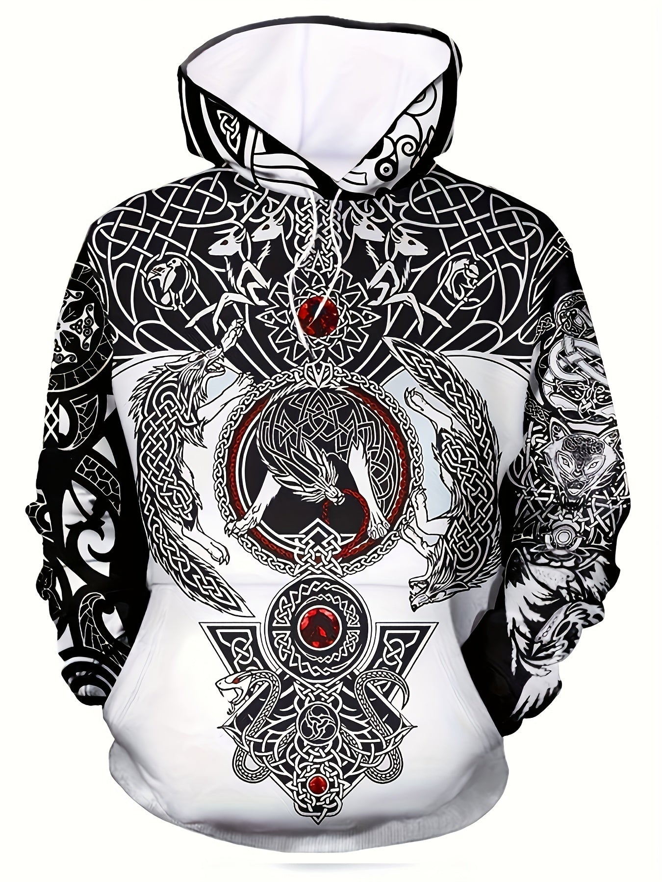 Men's Mythical Graphic Novel Hoodie Vintage Breathable Hooded Sweatshirt