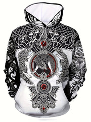 Men's Mythical Graphic Novel Hoodie Vintage Breathable Hooded Sweatshirt