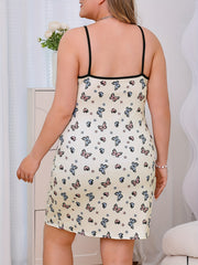 Butterfly Print Round Neck Cami Sleep Dress