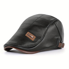 Men's Vintage PU Leather Newsboy Cap for Driving