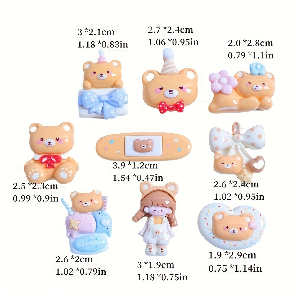 10pcs Mixed DIY Girl Bear Ice Cream Jewelry Hair Accessories