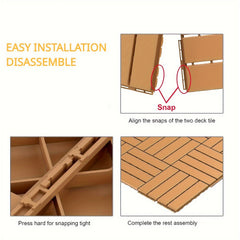 6pcs Interlocking Deck Tiles Waterproof Outdoor Flooring Patio Decking Tiles