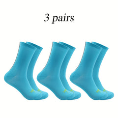 3 Pairs Men's Mid Crew Sport Socks Nylon Blend Breathable Sweat-absorbing Socks