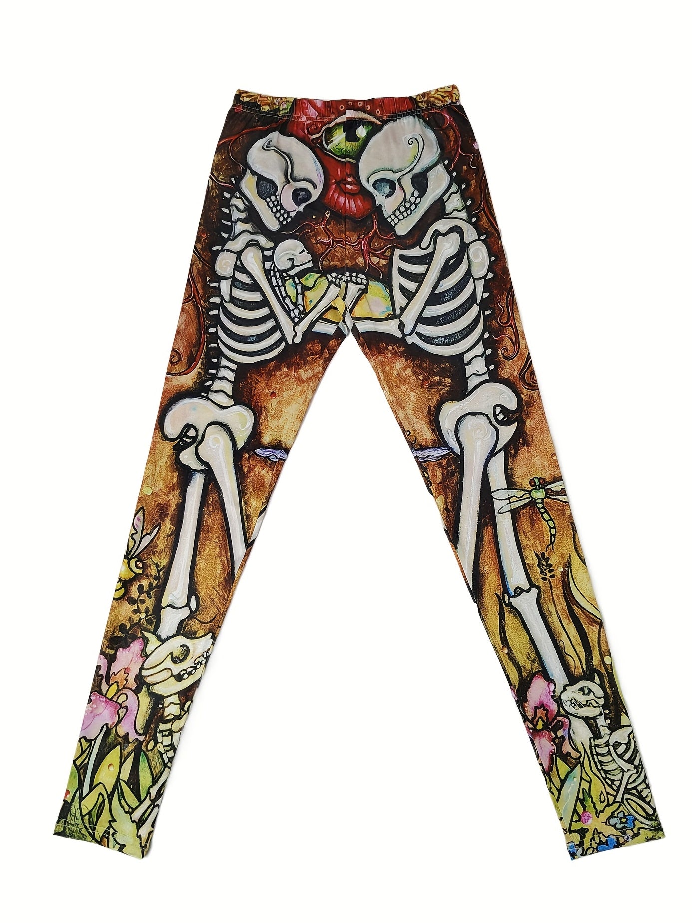 Skeleton Print Skinny Leggings Stretchy Leggings Women's Clothing