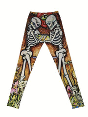 Skeleton Print Skinny Leggings Stretchy Leggings Women's Clothing