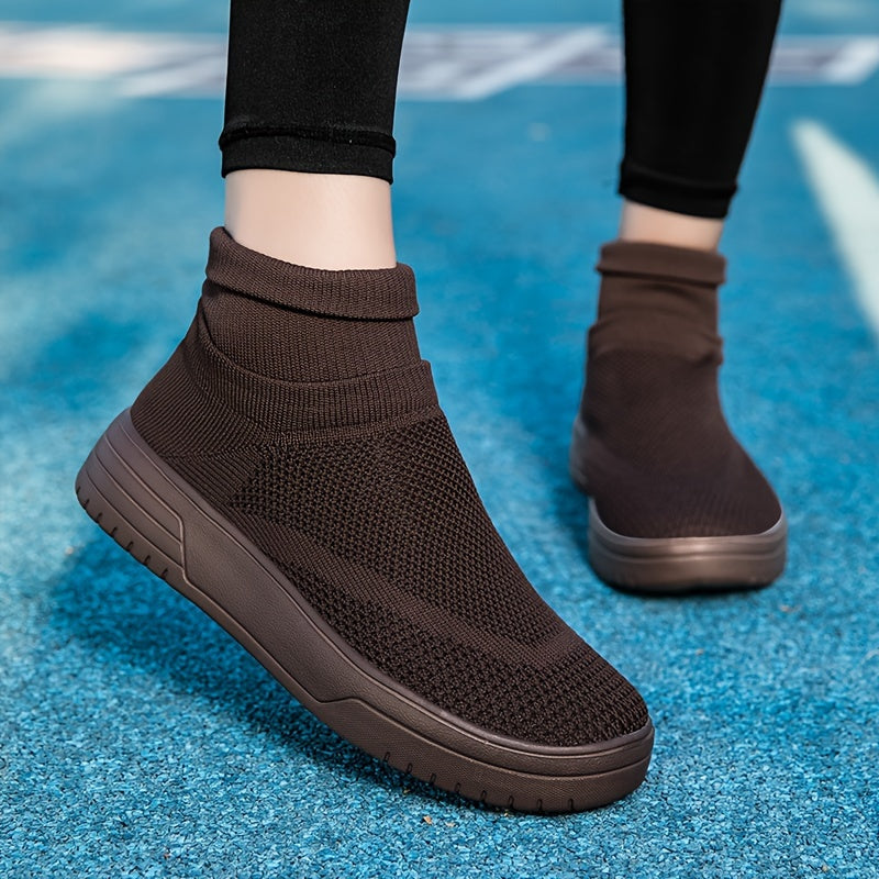 Women's High Breathable Flying Woven Sneakers Anti-slip Sports Shoes