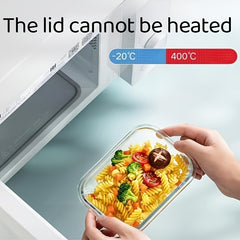 680ml Glass Fresh-keeping Bowl w/ Lid Microwave Heating Lunch Box Divided Bento