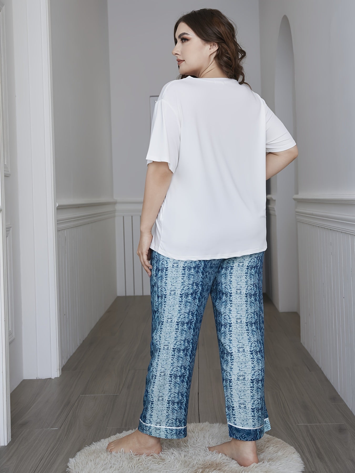 Colorblock Short Sleeve Tee & Tie Dye Print Pajama Set