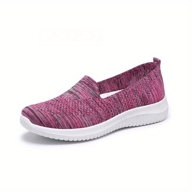 Women's Breathable Flying Woven Slip-On Sneakers Lightweight Low Top Shoes